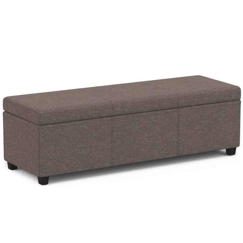 54" Dark Brown and Fawn Upholstery Storage Ottoman