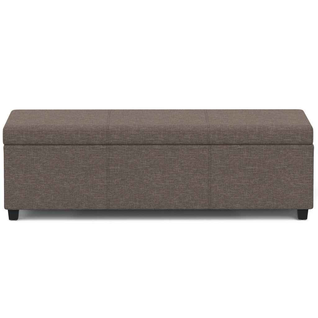 54" Dark Brown and Fawn Upholstery Storage Ottoman