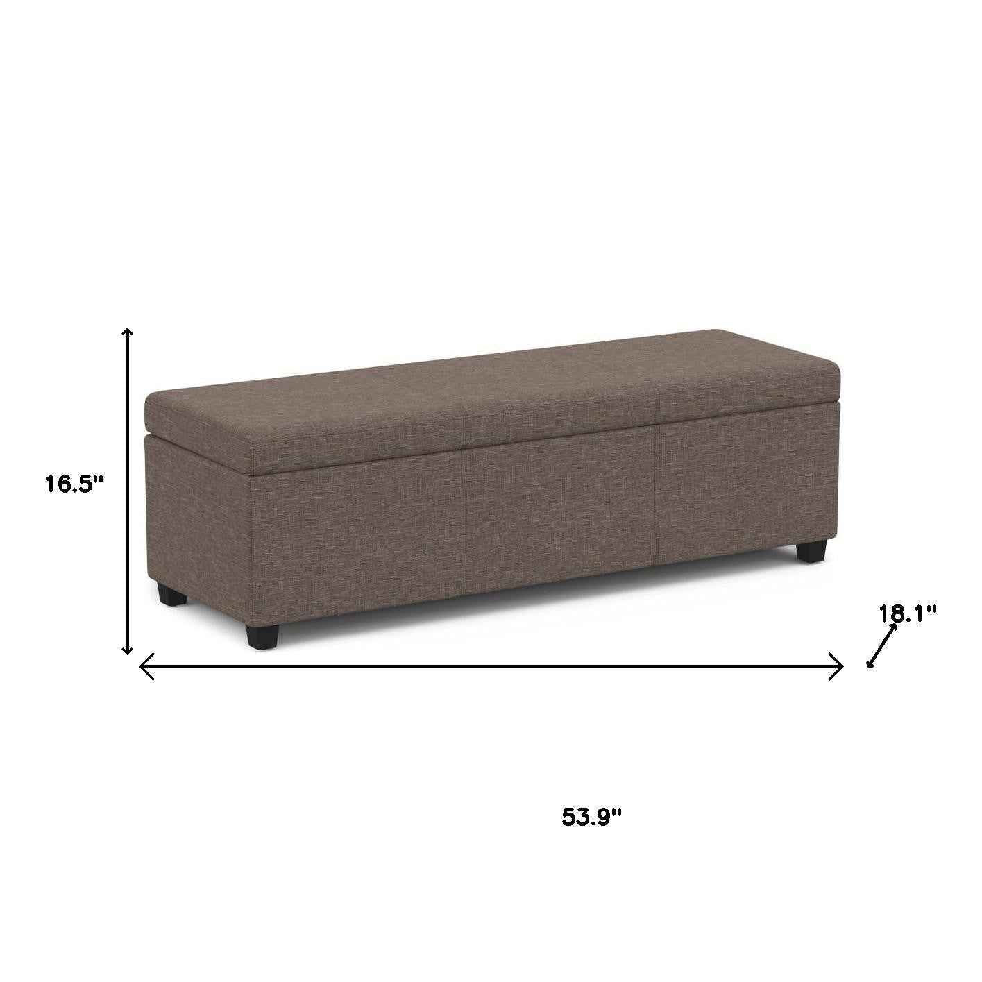 54" Dark Brown and Fawn Upholstery Storage Ottoman