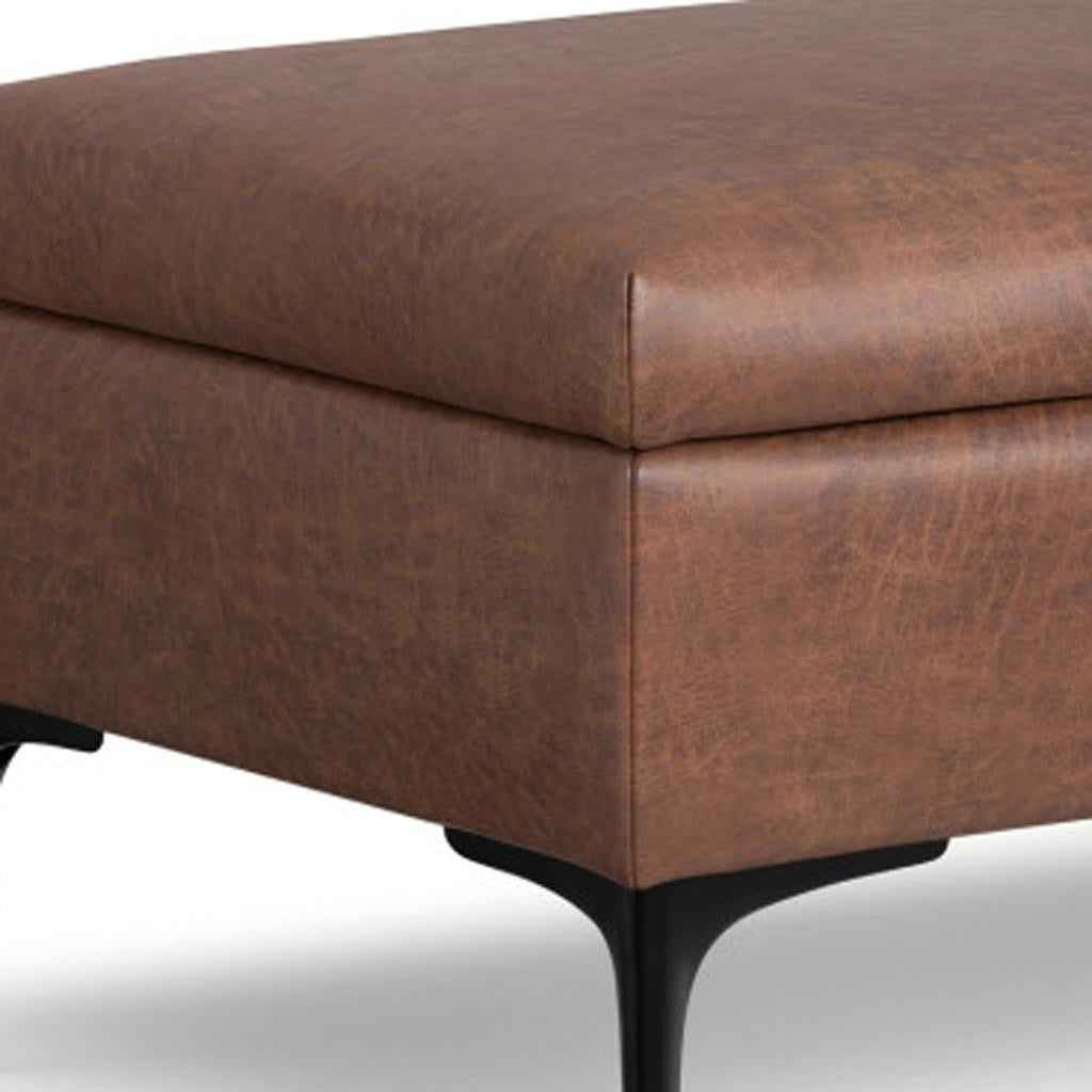 48" Black and Brown Upholstery Storage Ottoman