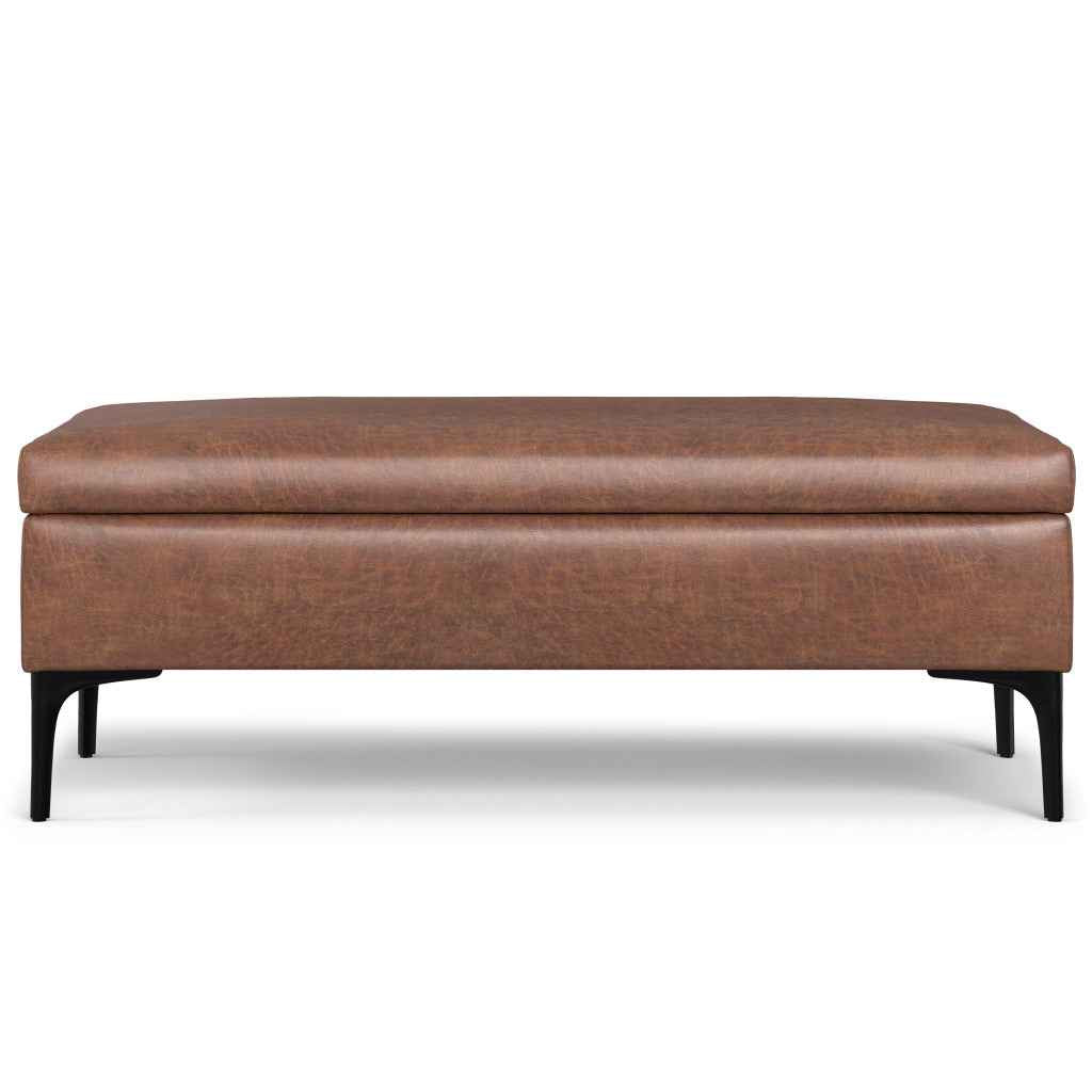 48" Black and Brown Upholstery Storage Ottoman