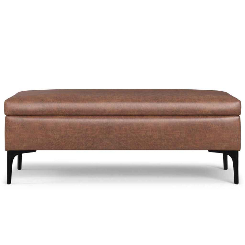 48" Black and Brown Upholstery Storage Ottoman