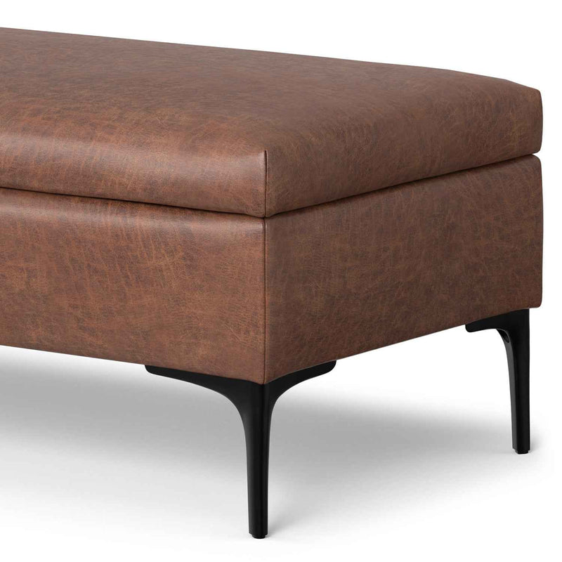 48" Black and Brown Upholstery Storage Ottoman
