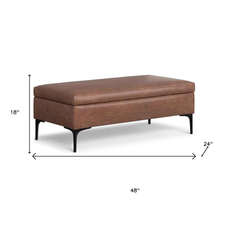 48" Black and Brown Upholstery Storage Ottoman