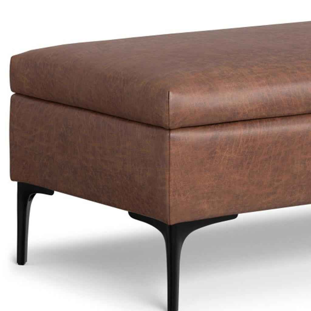 48" Black and Brown Upholstery Storage Ottoman