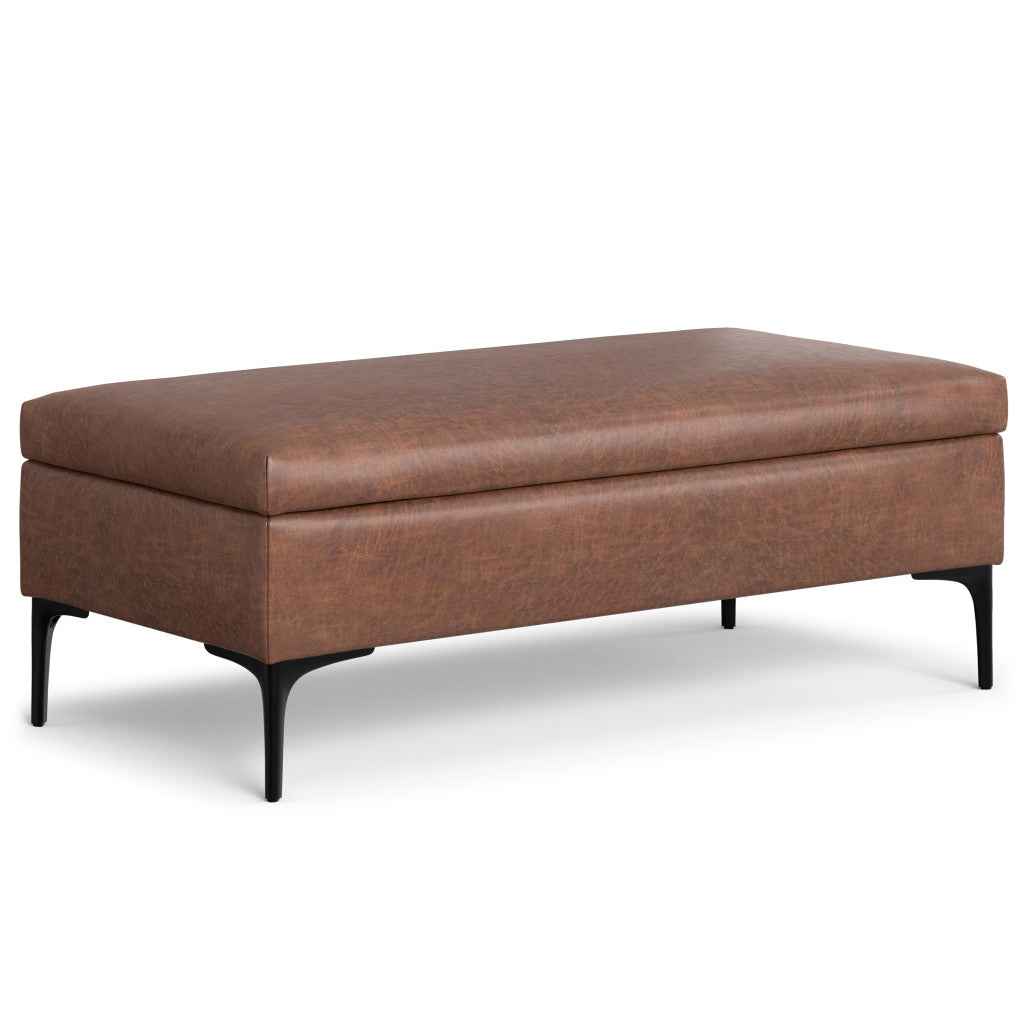 48" Black and Brown Upholstery Storage Ottoman