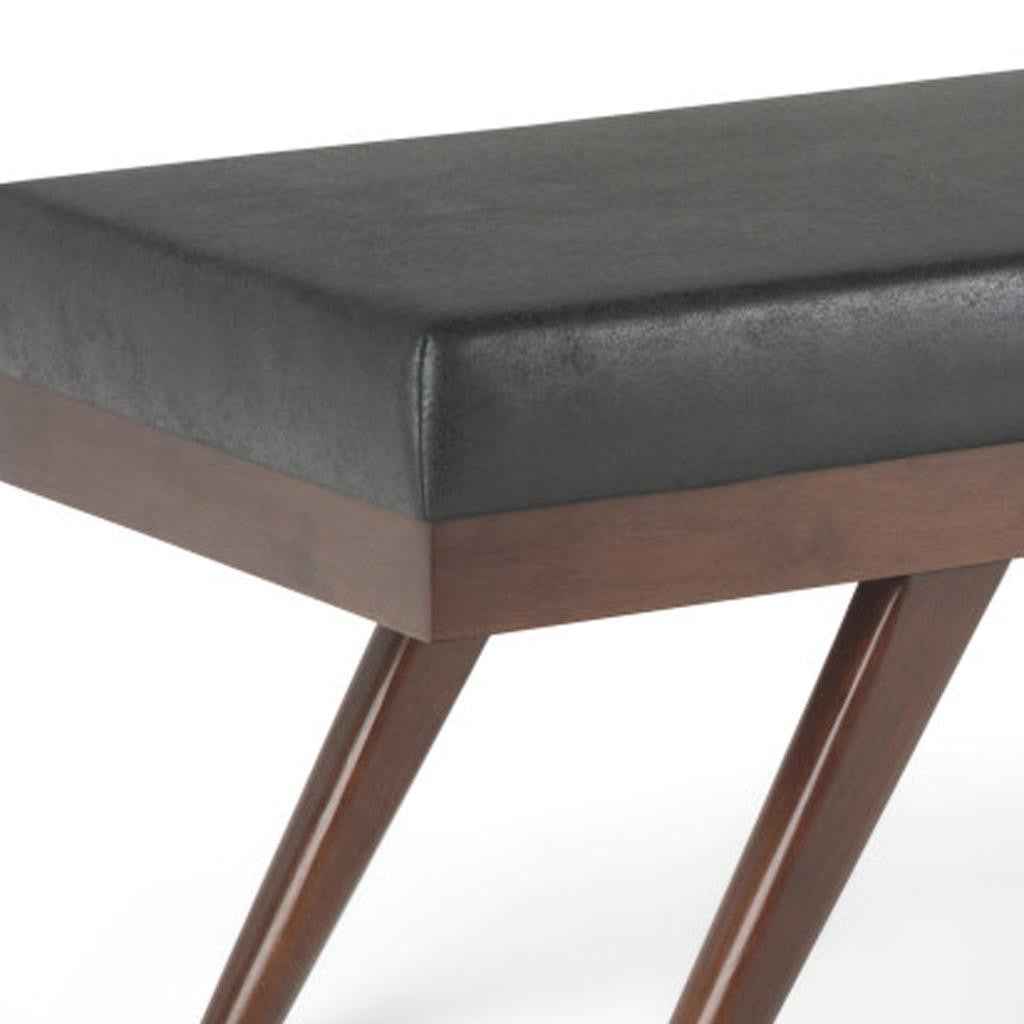 48" Black and Brown Leather Ottoman