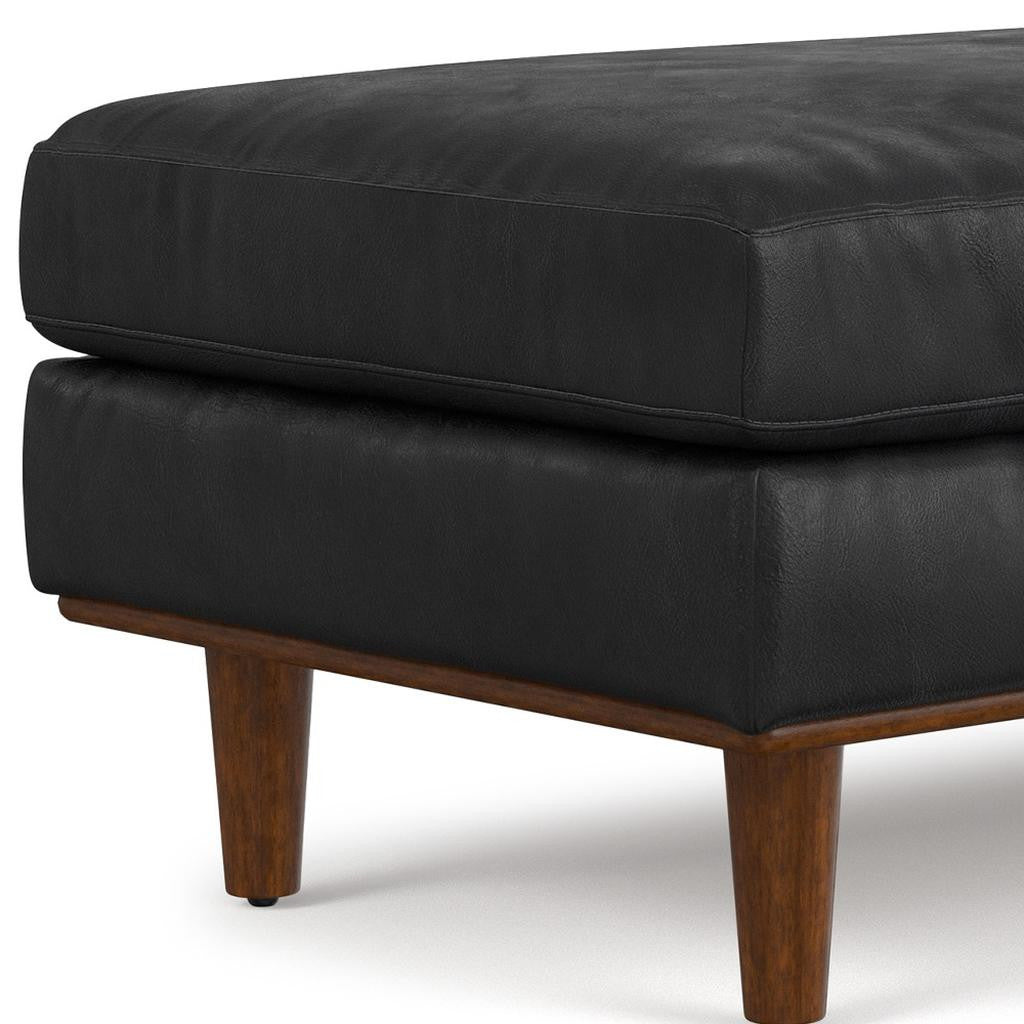 49" Black and Brown Leather Cocktail Ottoman Default Title