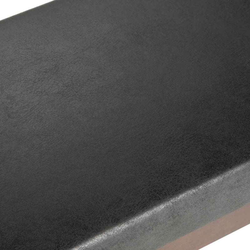 48" Black and Brown Leather Ottoman