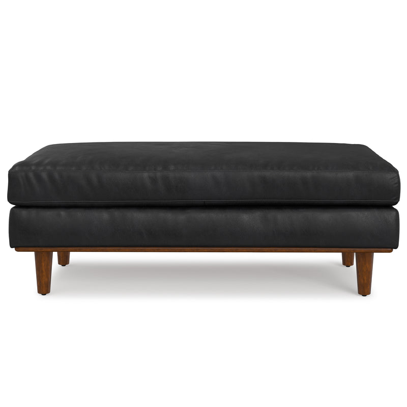 49" Black and Brown Leather Cocktail Ottoman