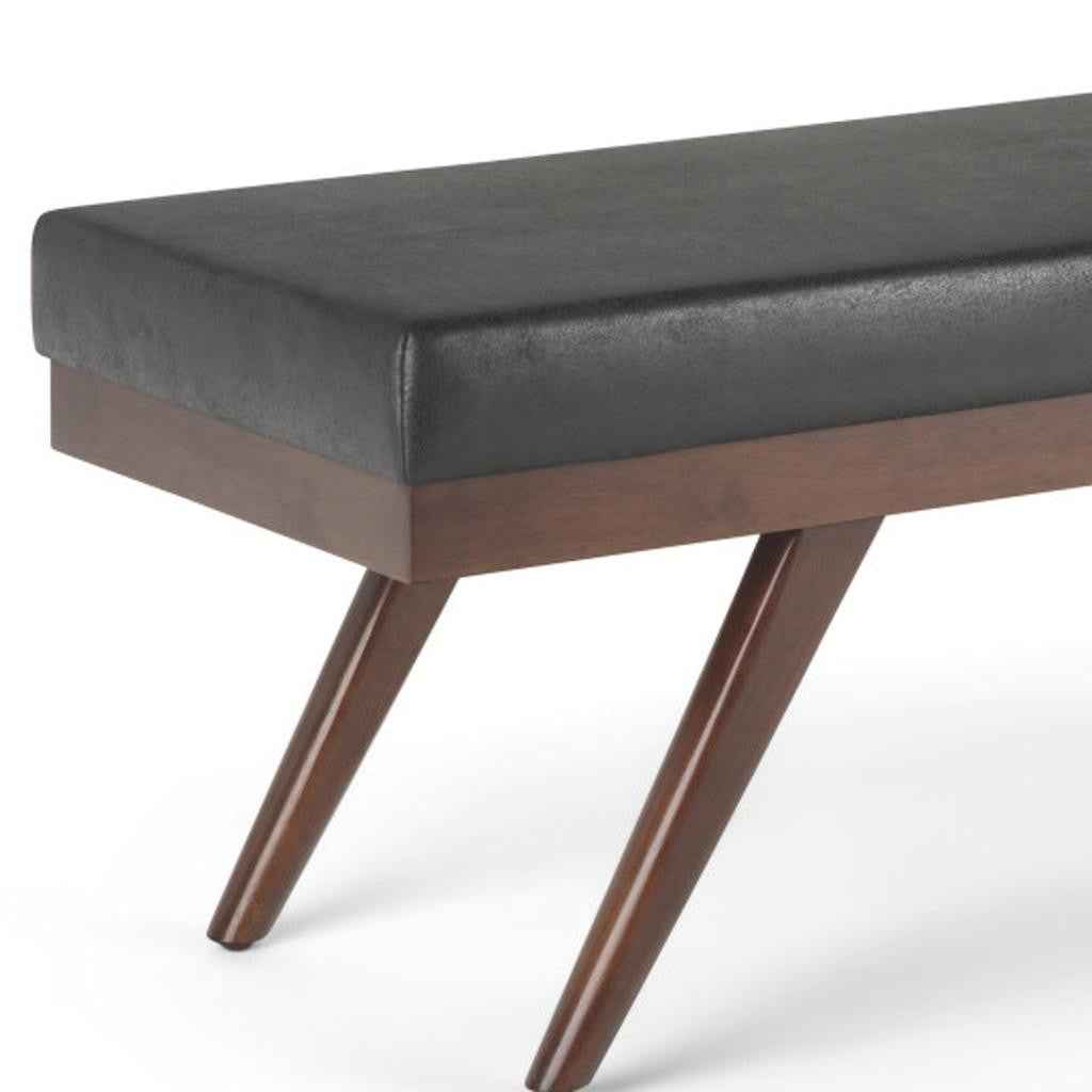 48" Black and Brown Leather Ottoman