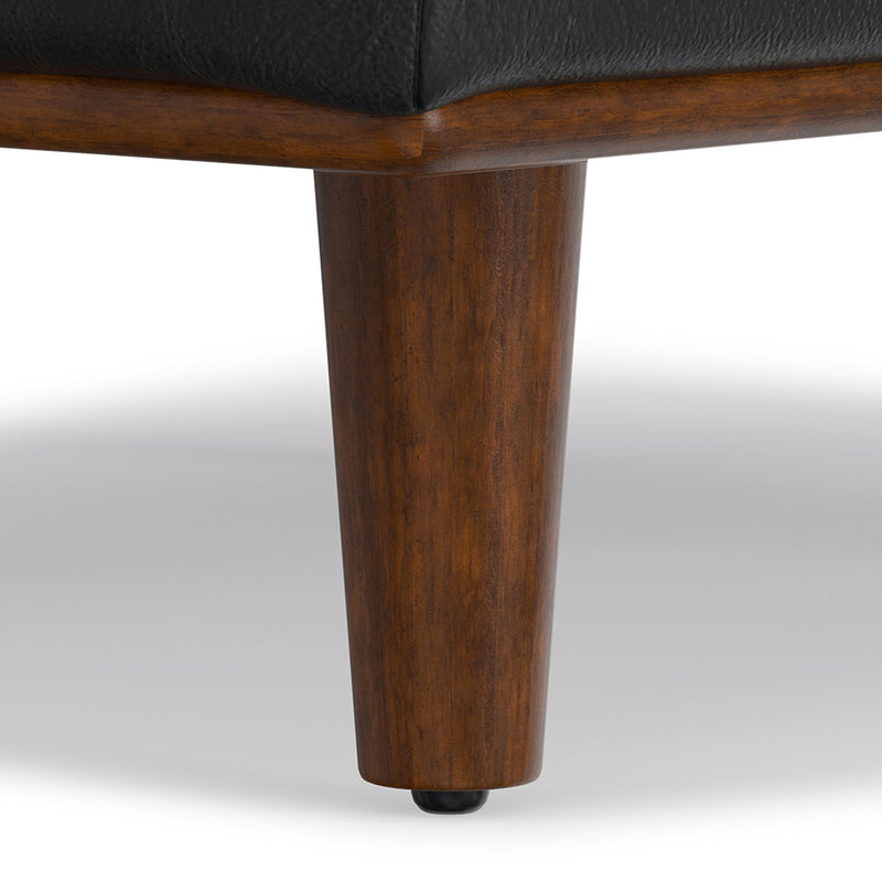 49" Black and Brown Leather Cocktail Ottoman