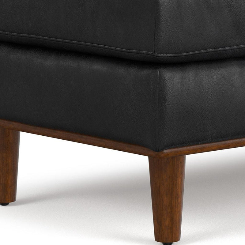 49" Black and Brown Leather Cocktail Ottoman