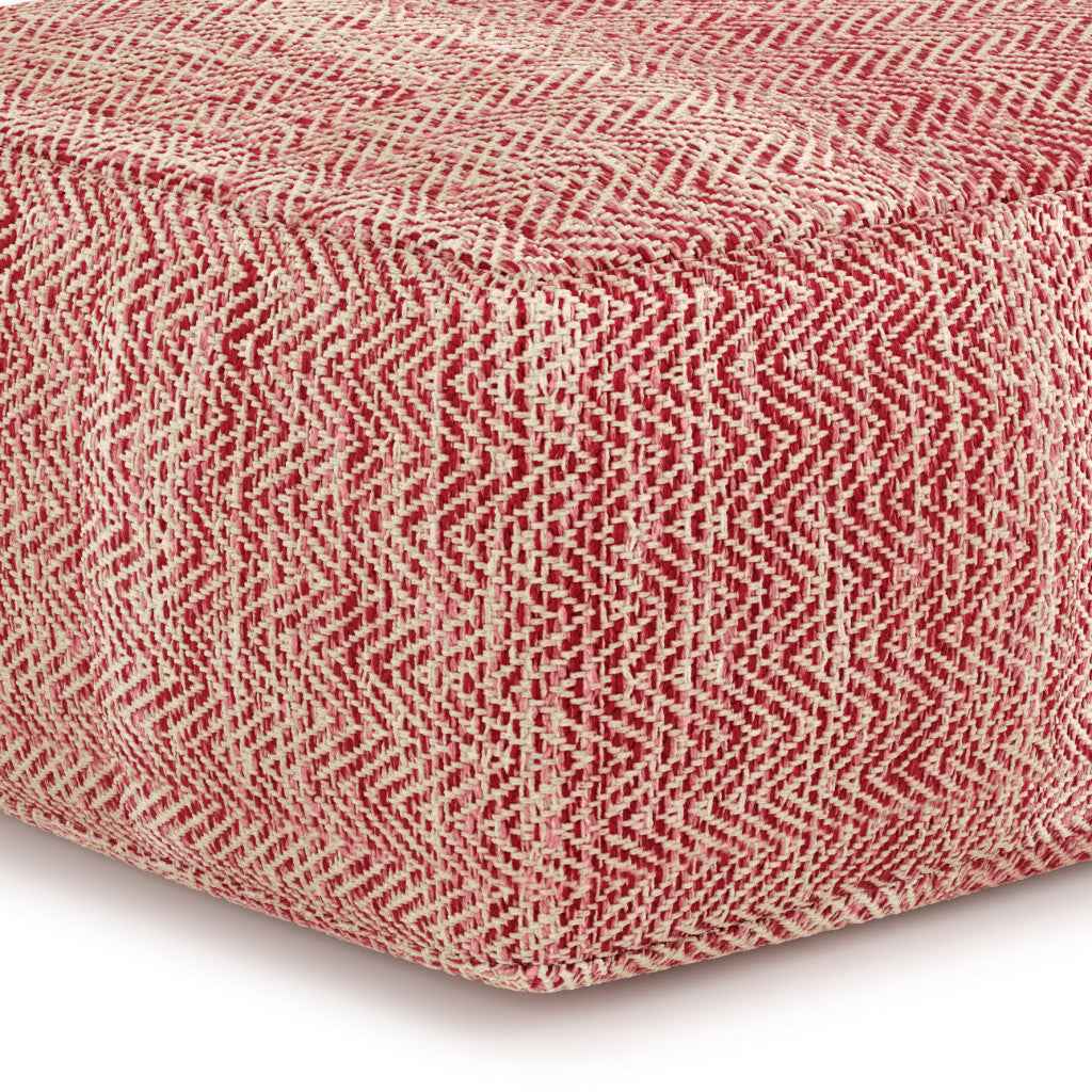 20" Red Cotton Pouf Ottoman
