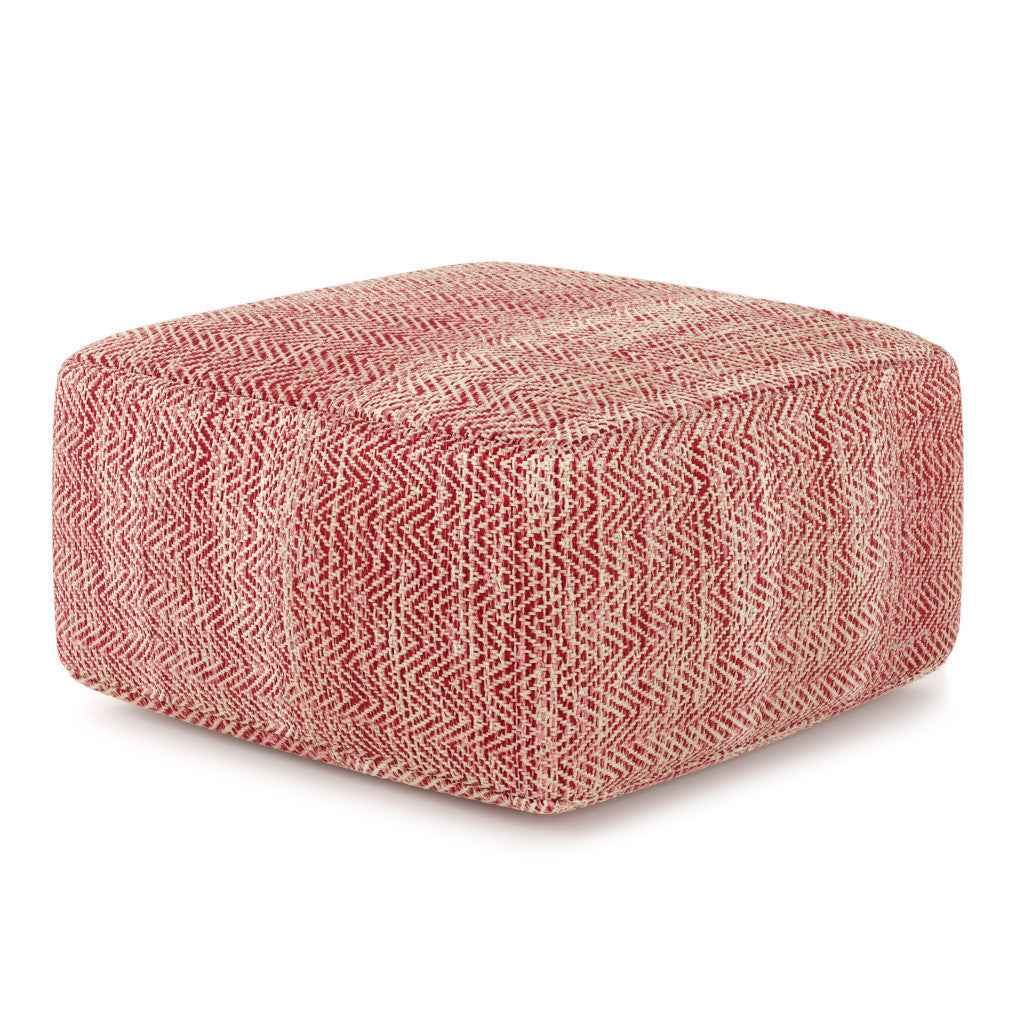 20" Red Cotton Pouf Ottoman