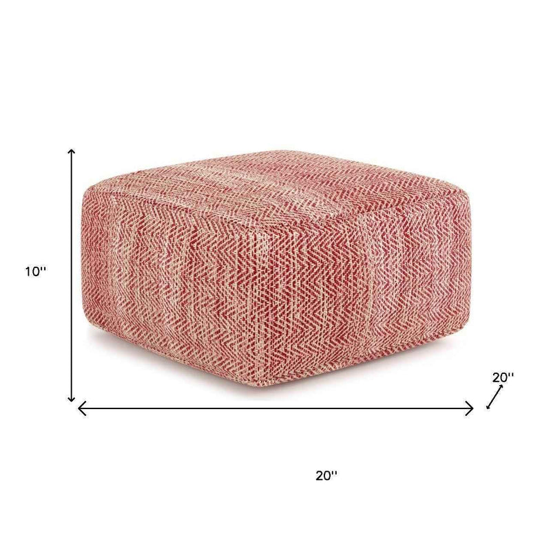 20" Red Cotton Pouf Ottoman