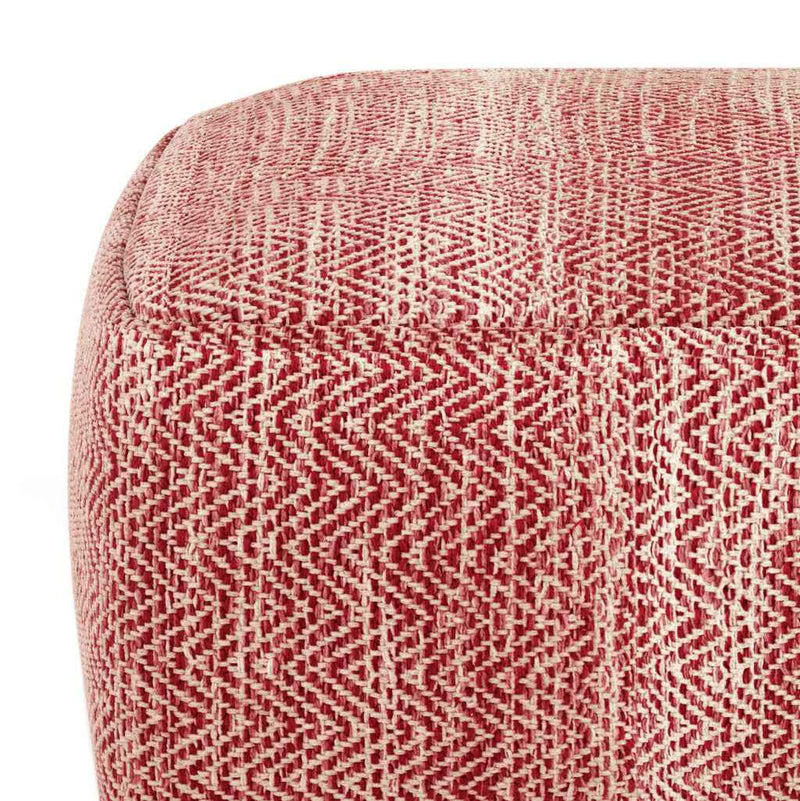 20" Red Cotton Pouf Ottoman