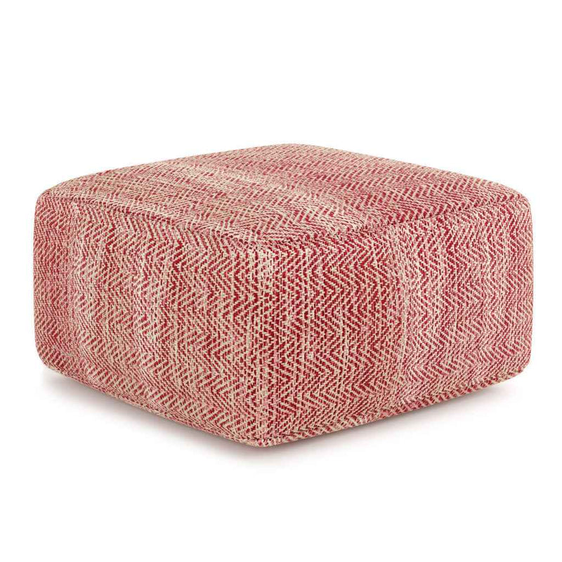 20" Red Cotton Pouf Ottoman