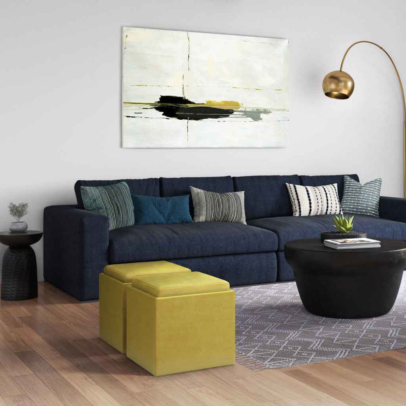 17" Yellow Upholstery Storage Ottoman