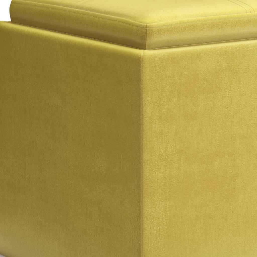 17" Yellow Upholstery Storage Ottoman