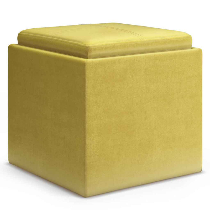 17" Yellow Upholstery Storage Ottoman