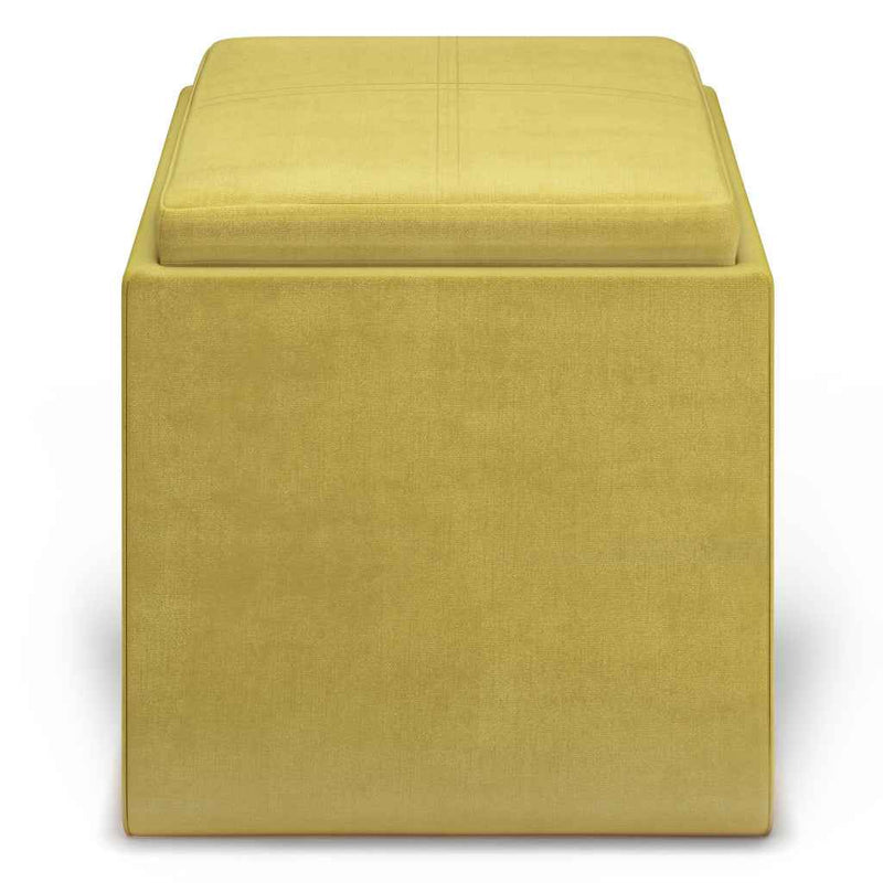 17" Yellow Upholstery Storage Ottoman