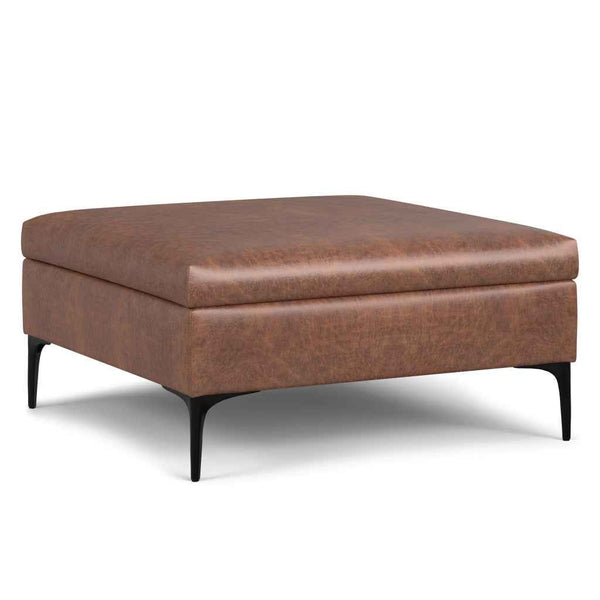 36" Black and Brown Upholstery Storage Ottoman