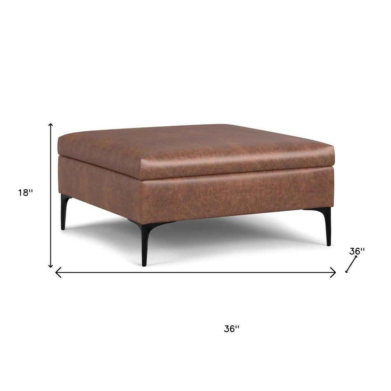 36" Black and Brown Upholstery Storage Ottoman