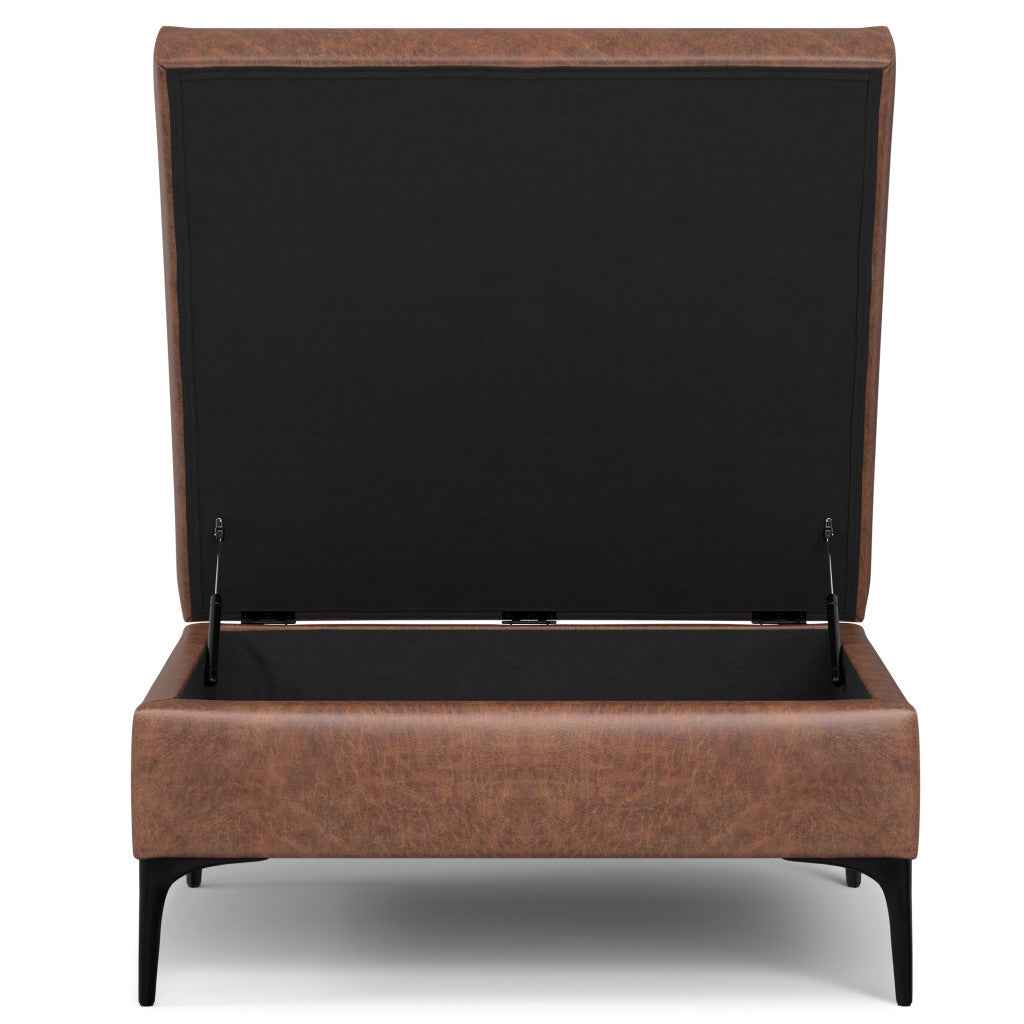 36" Black and Brown Upholstery Storage Ottoman