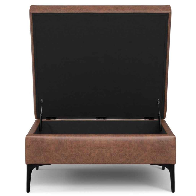36" Black and Brown Upholstery Storage Ottoman