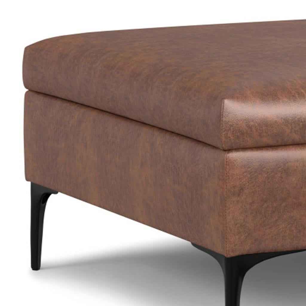 36" Black and Brown Upholstery Storage Ottoman