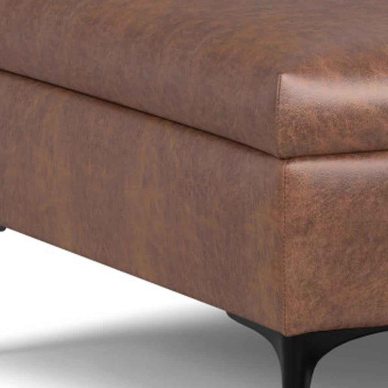 36" Black and Brown Upholstery Storage Ottoman