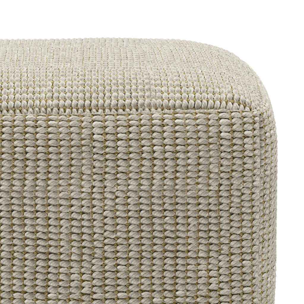 18" Off White Fabric Pouf Ottoman
