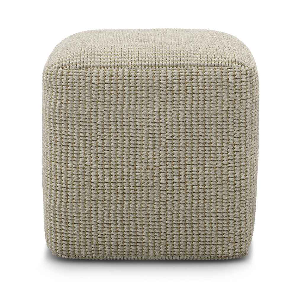 18" Off White Fabric Pouf Ottoman