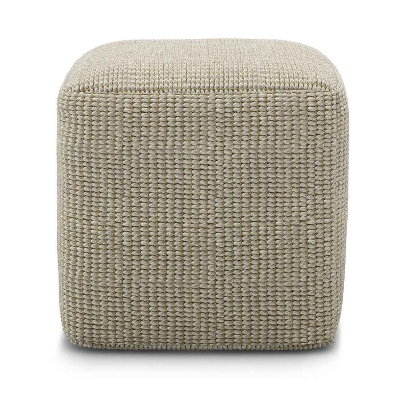 18" Off White Fabric Pouf Ottoman