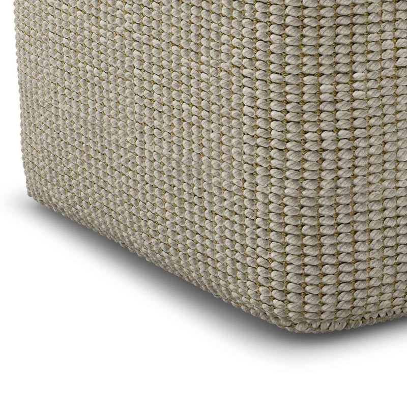 18" Off White Fabric Pouf Ottoman