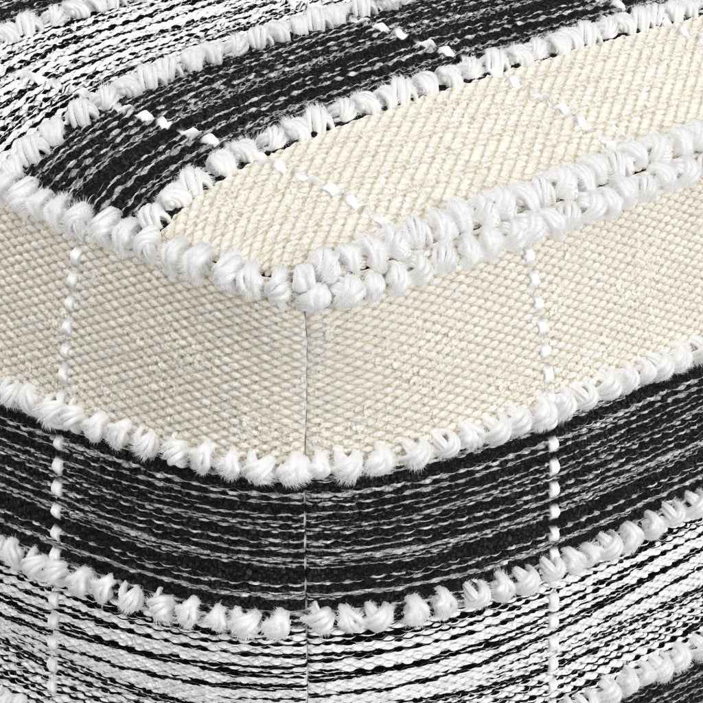 18" Blue Fabric Pouf Ottoman