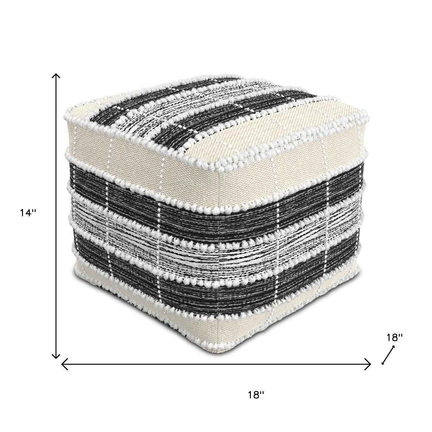 18" Blue Fabric Pouf Ottoman