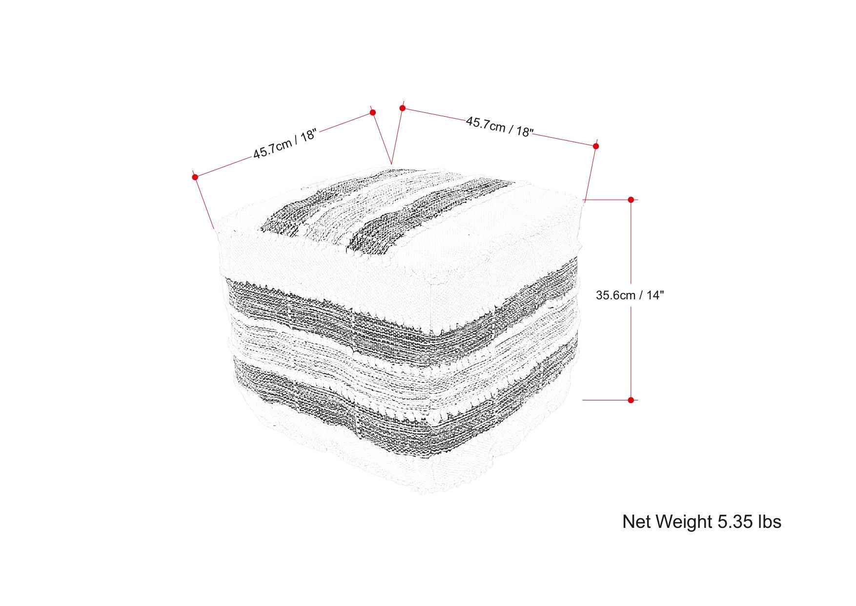 18" Blue Fabric Pouf Ottoman