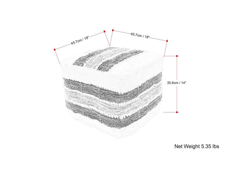 18" Blue Fabric Pouf Ottoman