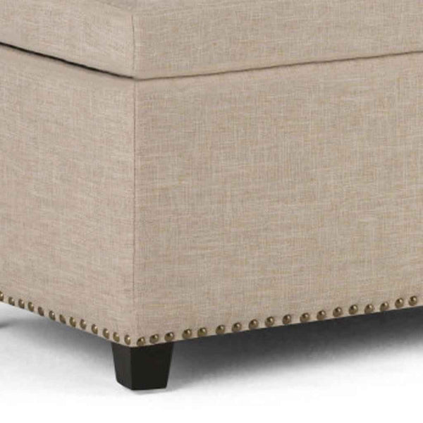48" Dark Brown and Natural Upholstery Storage Ottoman