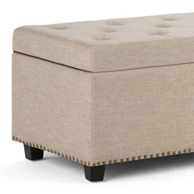 48" Dark Brown and Natural Upholstery Storage Ottoman