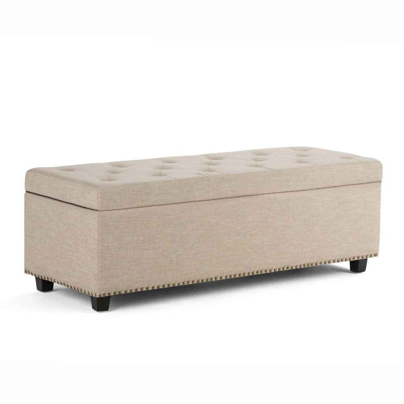 48" Dark Brown and Natural Upholstery Storage Ottoman