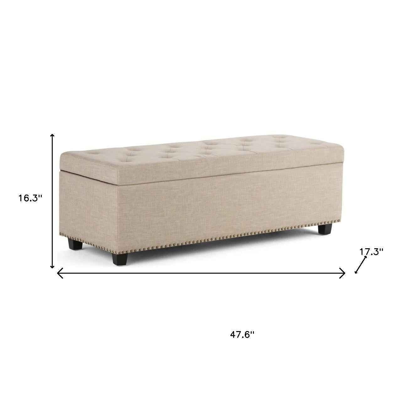 48" Dark Brown and Natural Upholstery Storage Ottoman