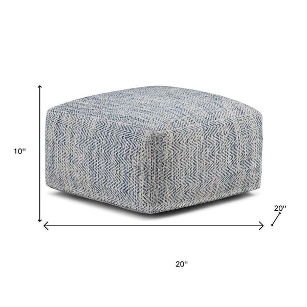 20" Blue Cotton Pouf Ottoman