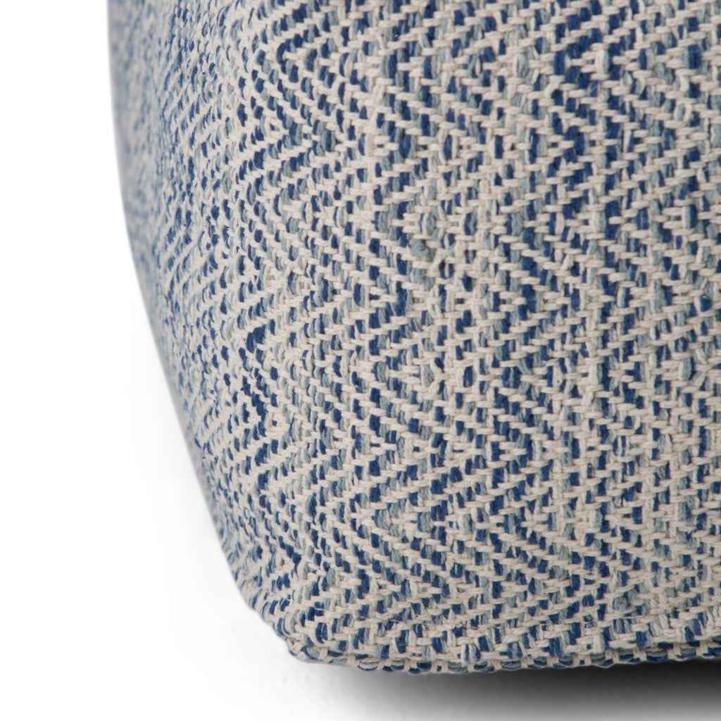 20" Blue Cotton Pouf Ottoman