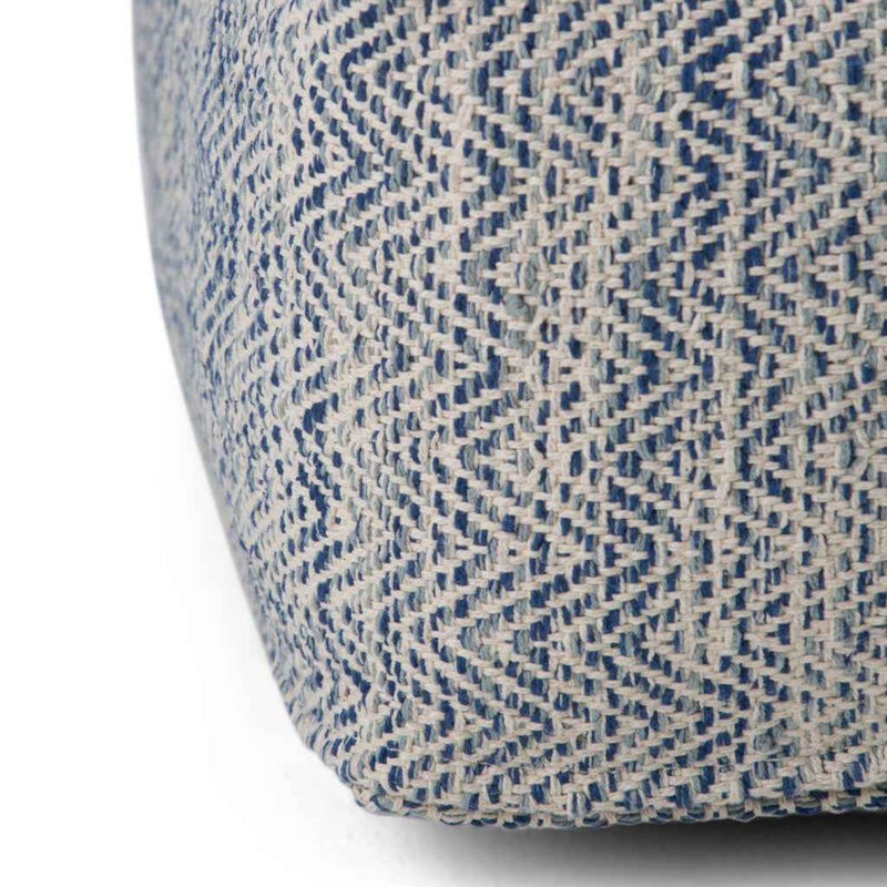 20" Blue Cotton Pouf Ottoman