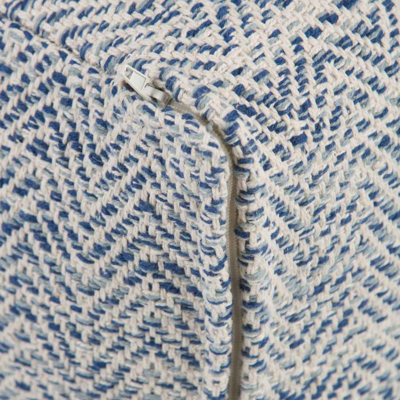 20" Blue Cotton Pouf Ottoman