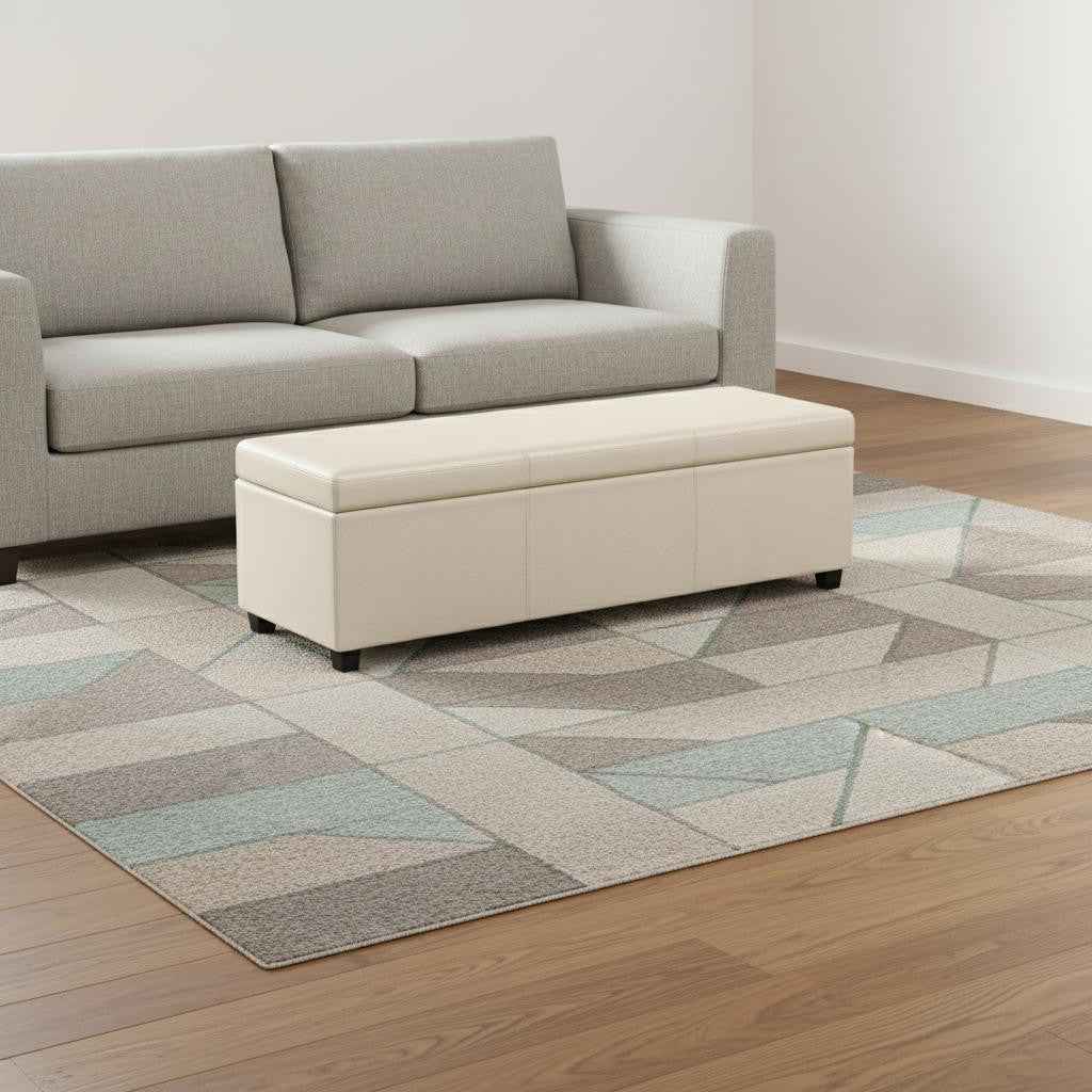 54" Dark Brown and Cream Upholstery Storage Ottoman