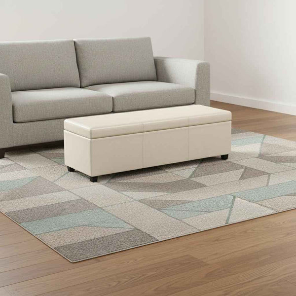 54" Dark Brown and Cream Upholstery Storage Ottoman